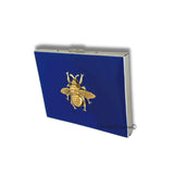 Queen Bee Metal Wallet Inlaid in Hand Painted Metallic Black Enamel Art Deco Style with Personalized and Color Options