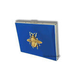 Queen Bee Metal Wallet Inlaid in Hand Painted Metallic Black Enamel Art Deco Style with Personalized and Color Options