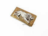 Antique Silver Prowling Lion Money Clip Inlaid in Hand Painted Enamel Neo Victorian Leo Vintage Style Custom Colors and Personalized Options