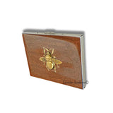 Queen Bee Metal Wallet Inlaid in Hand Painted Metallic Black Enamel Art Deco Style with Personalized and Color Options