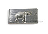 Elephant Money Clip Neo Victorian Safari Inlaid in Glossy Black Enamel on a Silver Plated Clip with Personalized and Color Options Available