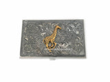 Giraffe Business Card Case inlaid in Hand Painted Gold Swirl Enamel Neo Victorian Safari Design Personalized and Color Options