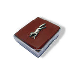 Fox Run Weekly Pill Box with Mirror Woodland Inspired Inlaid in Hand Painted Ox Blood Enamel with Personalized and Custom Color Options