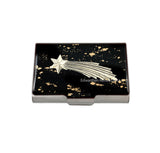 Shooting Star Credit Card Wallet Art Deco Design Inlaid in Black Enamelwith Gold Splash with Color and Personalized Options Available