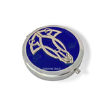 Art Nouveau Pill Case in Hand Painted Glossy Cobalt Enamel with Large Compartment and Mirror Gatsby Inspired Personalized and Custom Color