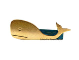 Gold Whale Tie Clip Inlaid in Navy Enamel Vintage Inspired Moby Dick Nautical Tie Bar Accent with Custom Colors Options Available