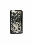 Octopus Iphone Case Inlaid in Hand Painted Black Ink Enamel Neo Victorian Kraken Nautical Design 360 Magnetic Phone Case with Color Option
