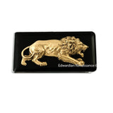 Antique Gold Lion Money Clip Inlaid in Hand Painted Enamel Neo Victorian Leo Vintage Style Custom Colors and Personalized Options