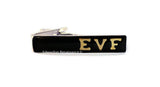 Personalized Tie Clip Brass Letters Inlaid in Hand painted Black Enamel Tie Bar Accent Custom Colors Aailable