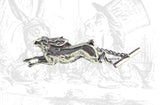 Antique Sterling Silver Running Hare Tie Tack Pin with Bar and Chain Vintage Inspired Tie Accent Alice in Wonderland Inspired