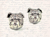 English Bulldog Head Antique Silver Neo Victorian Inspired with Tie Clip and Tie Pin Set Option