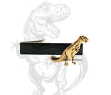 Antique Gold Dinosaur Tie Clip T-Rex Inlaid in Hand painted Black Enamel Tie Bar Accent Art Deco Inspired Custom Colors Aailable