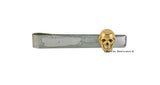 Skull Tie Bar Clip Inlaid in Hand Painted Metallic Silver Glossy Enamel Slide Tie Accent Gothic Inspired with Color Options