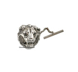 Roaring Lion Head Cufflinks plated in Antique Sterling Silver Renaissance Leo Vintage Inspired with Tie Pin and Tie Clip Set Options