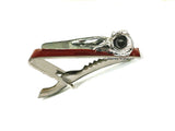 Antique Gold Raven Bird Skull Tie Clip Inlaid In Hand Painted Enamel Crow Dark Victorian Tie Accent Vintage Style with Color Options