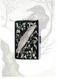 Silver Ravens Feather Metal Cigarette Case Inlaid in Hand Painted Glossy Black Ink Enamel Swirl Design with Personalized and Color Options