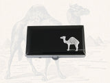 Camel Pill Box Inlaid in Hand Painted Black Enamel Casablanca Adventure Inspired Pill Case with Personalized Options and Color Choices