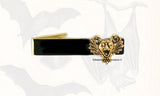 Vampire Bat Tie Clip Inlaid in Hand painted Black Enamel Tie Bar Accent Gothic Victorian Style Custom Colors Available