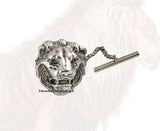 Antique SIlver Lions Head Tie Pin Zodiac Leo Tie Tack Pin with Bar and Chain Vintage Inspired Tie Accent with Cufflink Set Option