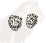 Antique SIlver Lions Head Tie Pin Zodiac Leo Tie Tack Pin with Bar and Chain Vintage Inspired Tie Accent with Cufflink Set Option