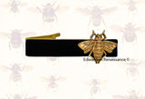 Antique Gold Bee Tie Clip Inlaid in Hand painted Black Enamel Tie Bar Accent Neo Victorian Insect Custom Colors Available