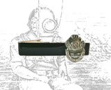 Deep Sea Diver Helmet Tie Clip Inlaid in Hand Painted Black Enamel Captain Nemo Inspired with Color Options