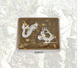 7 Day Pill Box Mermaid and Merman Inlaid in Hand Painted Bronze and Gold Enamel Nautical Inspired Personalized and Color Options Available