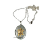 Sea Turtle Locket Inlaid in Hand Painted Metalllic Silver Enamel Nautical Inspired with Personalized and Color Options