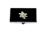 Sea Turtle Metal Pill Box Inlaid in Hand Painted Enamel Nautical Inspired Pill Case with Personalized and Color Options
