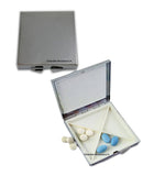 Skull Pill Box Art Nouveau Design Inlaid in Hand Painted Black with Gold Swirl Enamel Vintage Style with Personalized Options Available