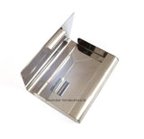 Swallow Large Business Card Case Inlaid in Hand Painted Enamel in Black Enamel with Silver Splash Design with Personalized Options