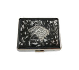 Wolf 7 Day Pill Case Inlaid in Hand Painted Glossy Black Enamel Game of Thrones Inspired Personalized and Color Options Available