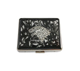 Game of Thrones Wolf 7 Day Pill Box Inlaid in Hand Painted Enamel Black Ink Swirl Design Personalized and Color Options Available