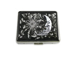 Celestial Weekly Pill Box with 8 Compartments in Hand Painted Black with Silver Splash Art Nouveau Design Personalized and Color Options