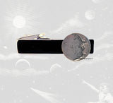 Moon and Stars Tie Clip Inlaid in Hand Painted Black Enamel with Cuflink and Tie Pin Options Available
