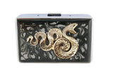 Serpent Cigarette Case Inlaid in Hand Painted Gold Swirl Enamel Art Deco Snake Metal Wallet Personalize Engraving and Color Options