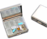 Art Nouveau 8 Day Pill Box with Individual Compartments Butterfly Design in Hand Painted Navy Enamel Personalize and Color Option