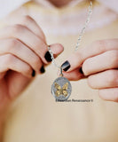 Initials Locket Inlaid in Hand Painted Glossy Black Enamel Personalized Necklace with Assorted Color Options Available