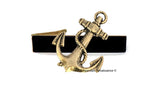 Anchor Tie Clip Inlaid in Hand Painted Black Enamel with Color Options Available