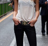 Dire Wolf Belt Buckle Inlaid in Hand Painted Glossy Black Onyx Enamel House of Stark Inspired Design Inspired Available in Other Colors