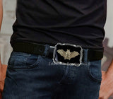 Vampire Bat Belt Buckle Inlaid in Hand Painted Glossy Black Enamel Gothic Victorian Dracula Motif Ornate Buckle with Color Options