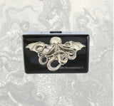 Cthulhu Cigarette Case in Hand Painted Black Enamel Steampunk Inspired with Color and Personalized Options Available