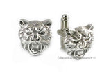 Tiger Head Cufflinks Roaring Design in Antique Sterling Silver Plating Ready to Ship