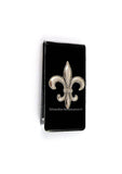 Antique Gold Fleur De Lis Money Clip Inlaid in Hand Painted Onyx Enamel French Monarchy Inspired with Personalized and Color Option