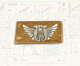 Winged Sun Disc and Serpent Money Clip Inlaid in Hand Painted Gold Enamel Egyptian Art Deco Design with Personalized and Color Options