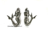 Antique Silver Mermaid Cuff Links Sea Nymph Nautical Fantasy Inspired Statement Accessory