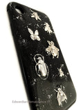 Bugs Iphone or Galaxy Case Inlaid in Hand Painted Enamel Black w Silver Splash Design Art Deco Inspired Phone Cover Custom Colors Available