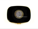 Sun and Moon Pill Box Inlaid in Hand Painted Glossy Black Enamel Art Deco Cosmic Inspired Personalized and Color Options Available