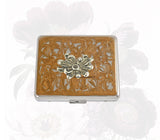 Floral Weekly Pill Box Inlaid in Hand Painted Enamel Art Nouveau Flower Design with Personalized and Color Options Available