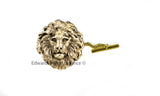 Lions Head Tie Pin and Cuff Links Set Antique Gold NeoClassic Zodiac Leo Vintage Inspired Mens Accesorries with Tie Clip Option